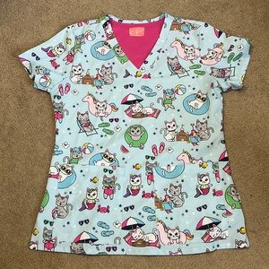 Beach Cats Scrub Top